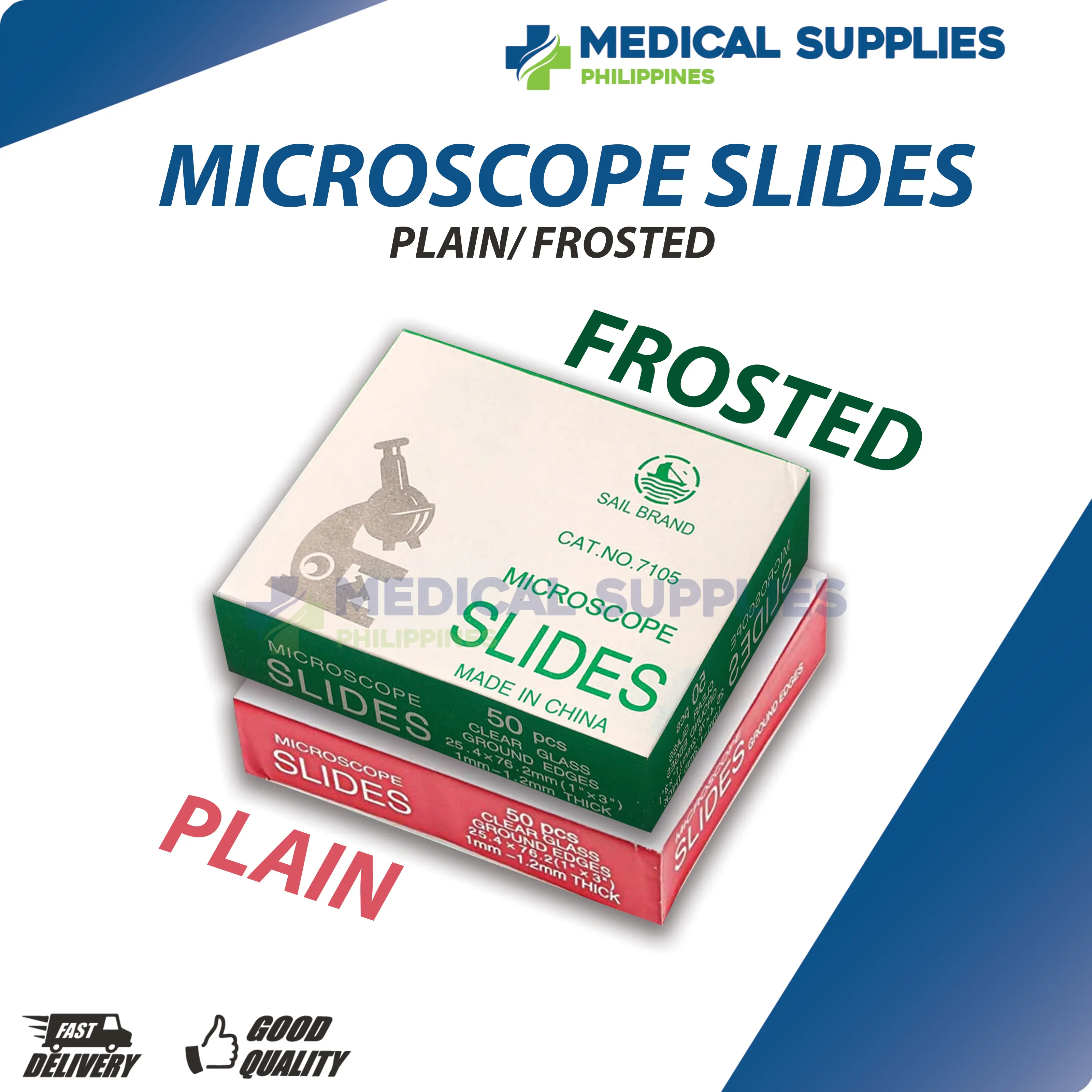 Microscope Glass Slides PLAIN or FROSTED Sail/Partners/Topcare - 72 pcs ( Unground edges )