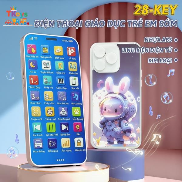 Điện thoại đồ chơi trẻ em có đèn LED, nhạc thiếu nhi Việt Nam, nội dung giáo dục phong phú