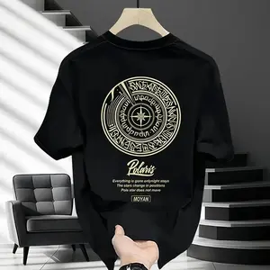 Stylish Summer T-shirt with Retro Print Comfortable Loose Fit Cotton Perfect for Matching Couples Street Style Casual Looks for Men and Women Hitam  Kaos Baju Pendek Atasan Combed Katun