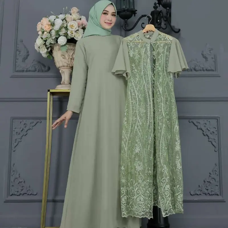 GAMIS OUTER LEPAS JUMBO LD130 S-5L/GAMIS/GAMIS TILE/GAMIS KEBAYA/GAMIS TERBARU Ceruty Mewah Muslim Seragam Tile Pesta Wanita 1
