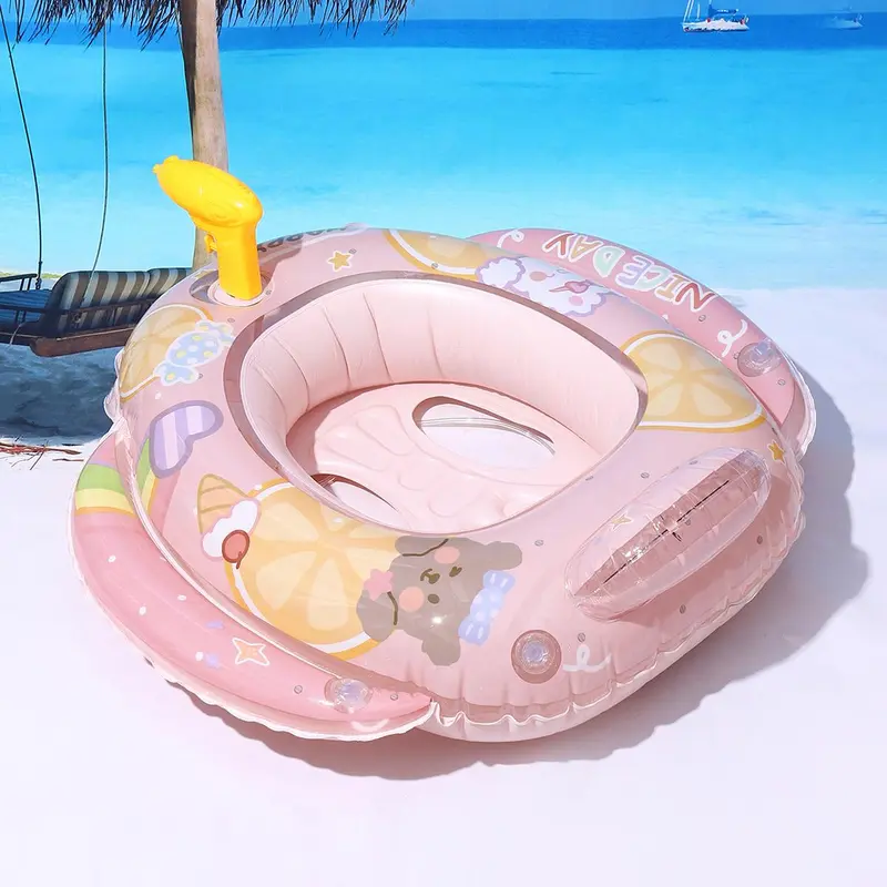 Inflatable Swimming Seat with Build in Water Toy, Inflatable Swimming Ring with Handle, Swimming Circle for Kids, Swimming Accessories for Outdoor Swimming Pool 6