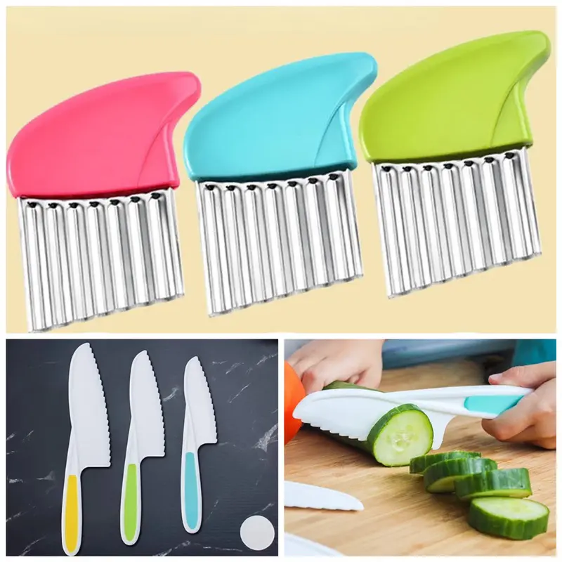 Pisau Anak - Practical Life Skills Training - Children kids Kitchen Cutter Knife Plastic wavy Plastik tumpul Crinkle Cutters