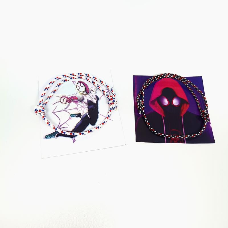 Gelang Couple Bracelet Miles Morales and Gwen Stacy Spider Verse Pink Blue Black Red Kekinian Spiderman Magnet Love Female Male Metal Coating Free Sticker Birthday 8