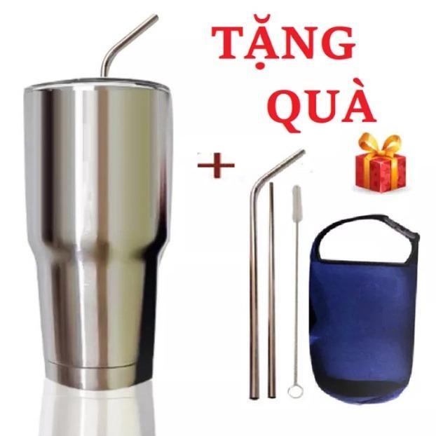Bình giữ nhiệt 900ml- ly giữ nhiệt inox + 2 ống hút + 1 cọ rửa ống hút + 1 túi đựng cốc dung tích 900ml cốc giữ