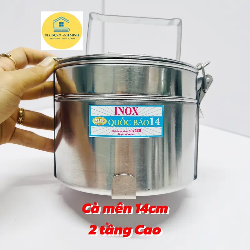Cà Mên, cặp lồng - Inox không rỉ, ngăn cao có quai xách ( chính hãng loại 1) 5