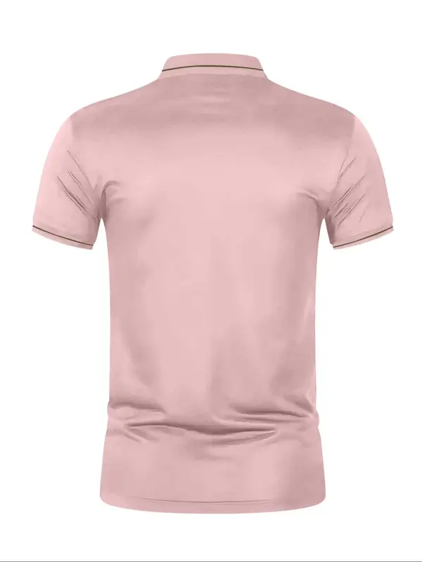 Men's Regular Fit Solid Short Sleeve Polo Shirt, Casual Comfy Breathable Collared Top for Summer, Fashion Men's Clothes for Daily Wear, Tropical 3