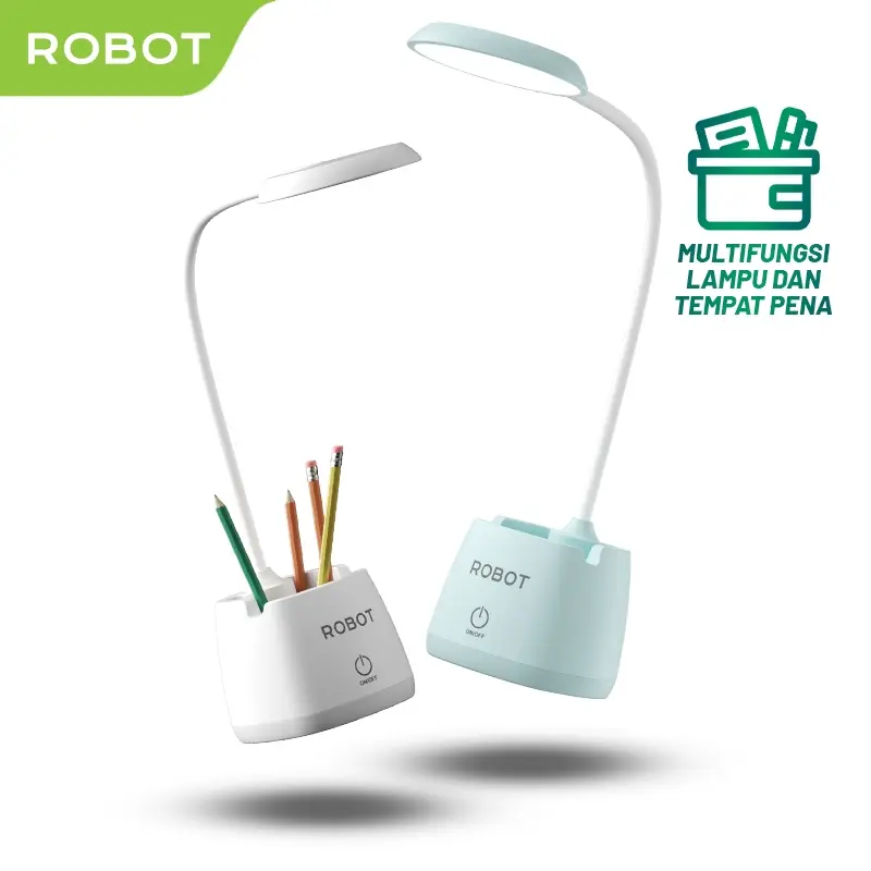 ROBOT Lampu Meja Belajar RT-DL02 Fleksibel Rechargeable Multifungsi - Garansi 1 Tahun 0