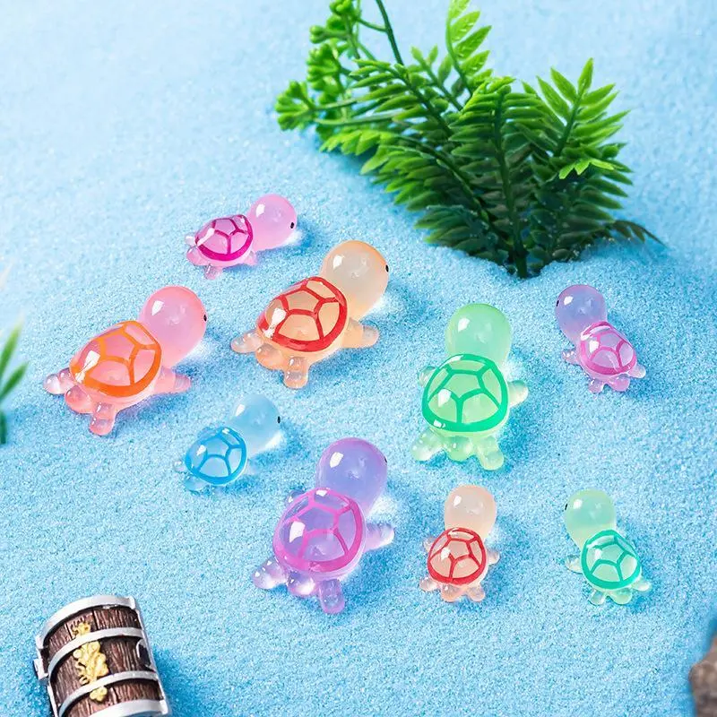 Random Color Luminous Turtle Decoration, 10/20pcs Mini Turtle Ornament, Diy Micro Landscape Mini Desktop Car Decoration Ornaments, Birthday Gifts Ideas, Pink & Pastel Colors, Decor Figurine Glow in The Dark Decoration, Room Home Decor Ornament, Magical 6