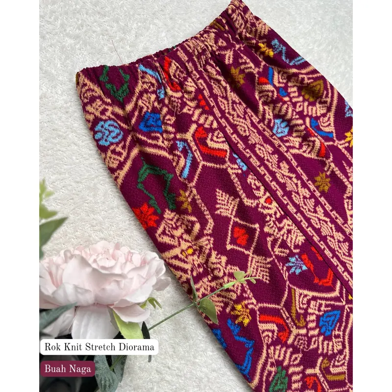 Rok Panjang Span Knit Stretch Diorama Motif Songket Bali Bawahan Kebaya 6