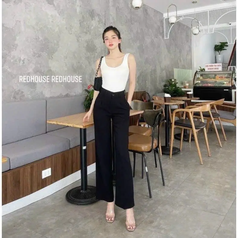 Quần ống rộng công sở, quần tây ống suông nữ khoá giữa siêu tôn dáng( mua 2q tặng kẹp nhỏ)