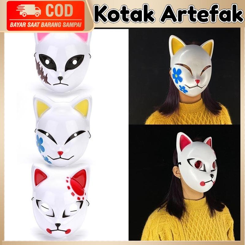 Kucing Masker Topeng Kucing Cosplay Anime Masker Kucing Demon Slayer Mask Topeng ...