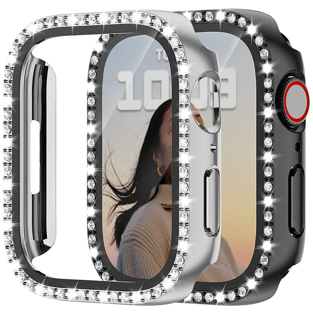 เคสนาฬิกาฝังเพชร เคสนาฬิกากันกระแทกสำหรับ I watch sreies 7 45 m 41mm. IWatch Series 7 6 5 4 3 2 1 สมาร์ทวอทช์ เคส  นาฬิกา 9 pro