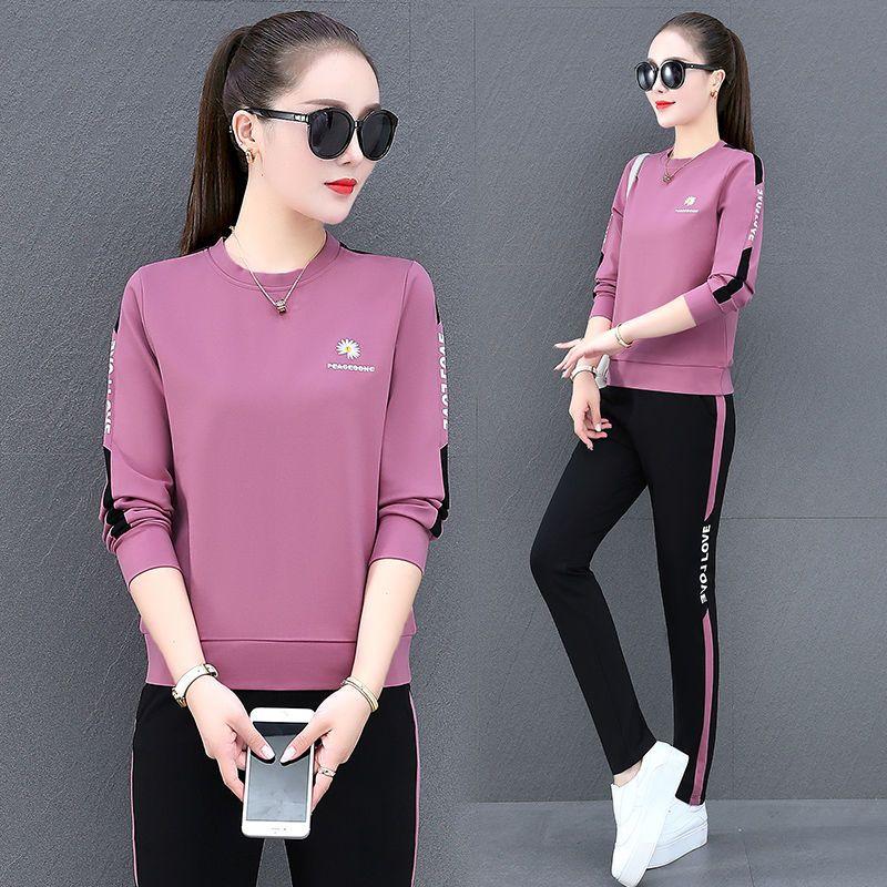 Áo Len Nữ, Bộ Đồ Thể Thao, Bộ Sưu Tập Xuân Thu 2023, Bộ Đồ Mới, Dáng Rộng Vừa Vặn, Dài Tay, Phong Cách Hàn Quốc, Trang Phục Thường Ngày Cổ Tròn, Mỏng Vừa Vặn, Bộ Đồ Hai Mảnh Chạy Bộ Sport 1