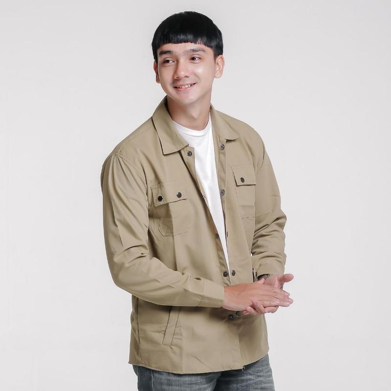 Trucker Jaket Pria Keren Canvas Size S - 3XL Semi Parka Kancing Lembut Hitam Panjang Casual Formal Distro Blazer Army 4