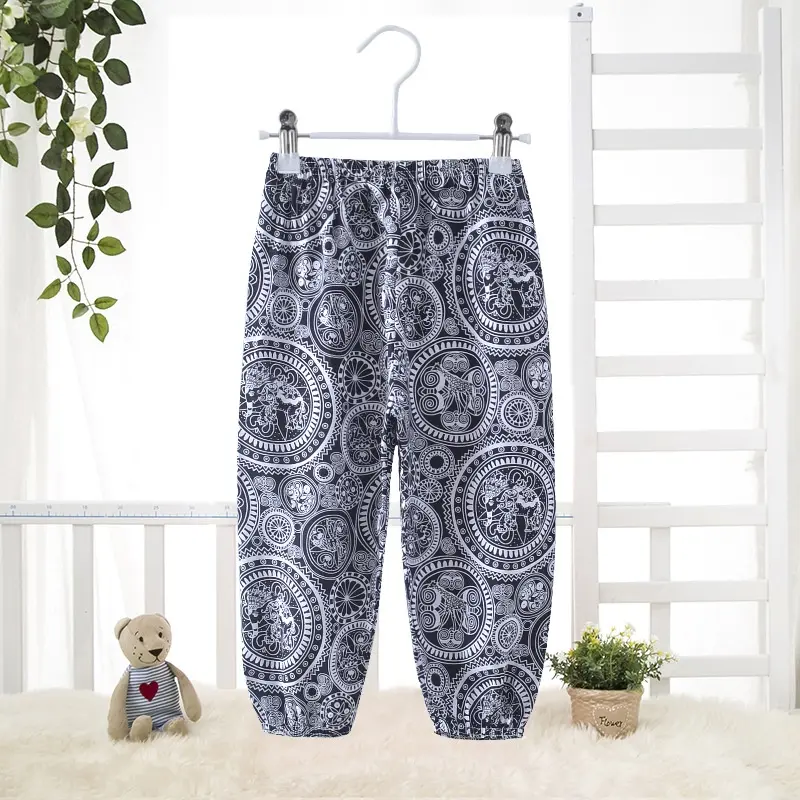 80-150CM Children's Bloomers Summer Breathable Boys Girls Pants Baby Cartoon Printed Beach Mosquito Cotton Silk Trousers Ready Stock Fast Shipping