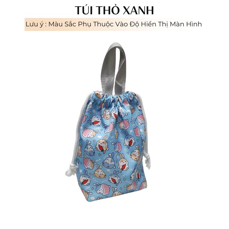Túi vải 2 lớp dày dặn đựng bình giữ nhiệt có dây rút chất liệu vải canvs 7
