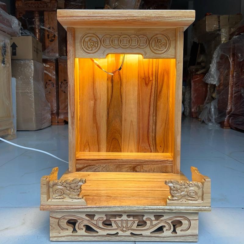 [SALE GIÁ RẺ] Bàn thờ thần tài ông thổ địa mini gỗ xoan led vàng có bệ 42cm Decor Decor Phòng Decor Decor Phòng Trang Trí Nhà Tranh