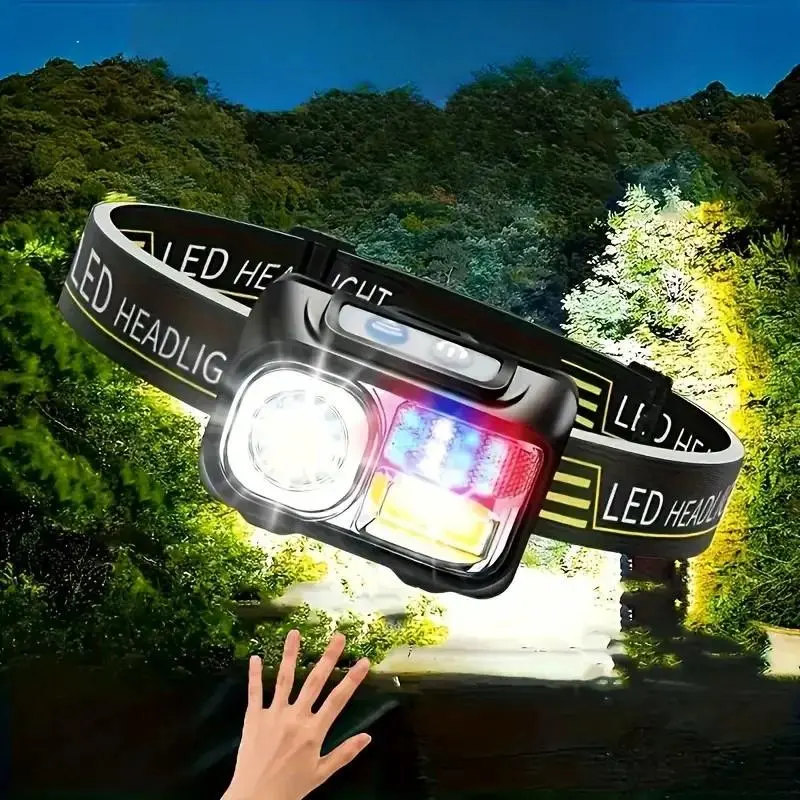 USB Rechargeable LED Headlight, Multiple Lighting Modes Headlight, Headlight for Outdoor Activities, Hiking, Camping, Fishing