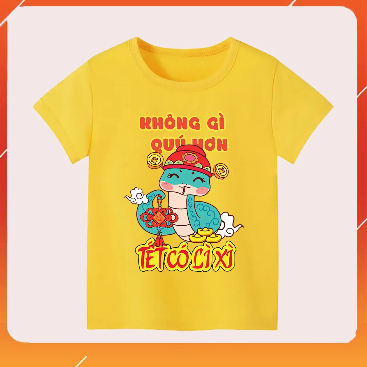 Áo thun trẻ em Áo POLYCOTTON mát mịn In Hình KHÔNG CÓ GÌ QUÝ HƠN TẾT CÓ LÌ XÌ cho bé trai và bé gái Vải Cotton Baby Tee Women Top Voi Cổ Tròn Heart áo  baby áo  baby Trắng