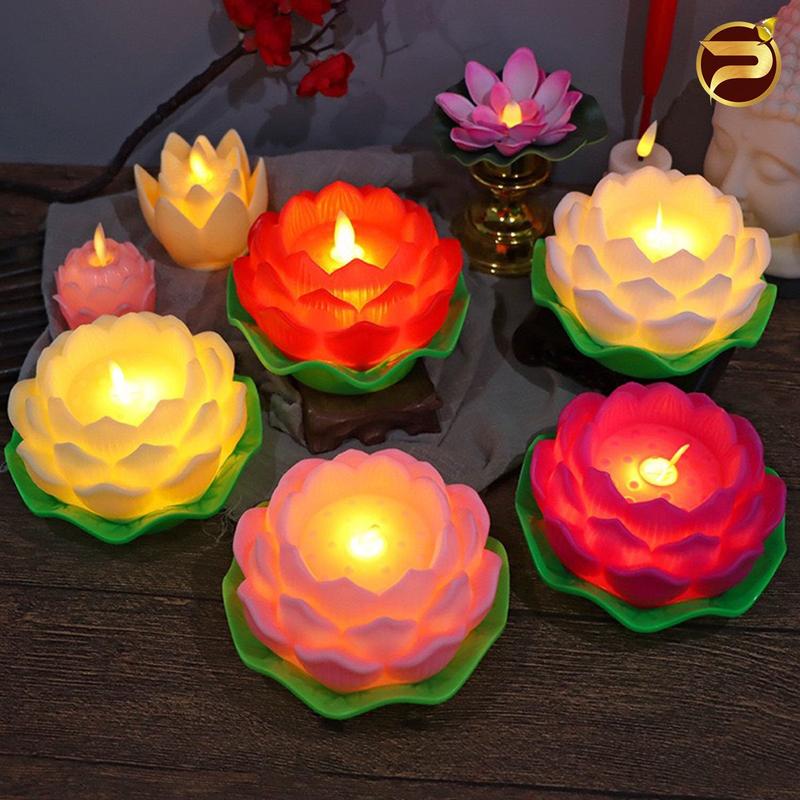 Nến Sen Điện Tử, Đèn Led Hoa Sen, Nến Điện Tử, Đèn Thờ Lưu Ly Điện Tử Sử Dụng Pin AA hũ vàng thần tài bầu hồ đá phong thủy lô thuỷ