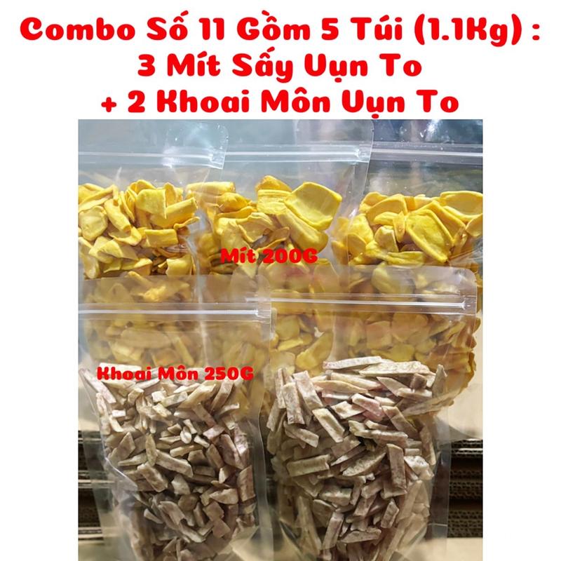 Combo 11 (1.1Kg) gồm 5 Túi : 3 Túi Mít Sấy Vụn To + 2 Túi Khoai Môn Vụn To - Thơm giòn được đóng gói bằng túi zipper trong