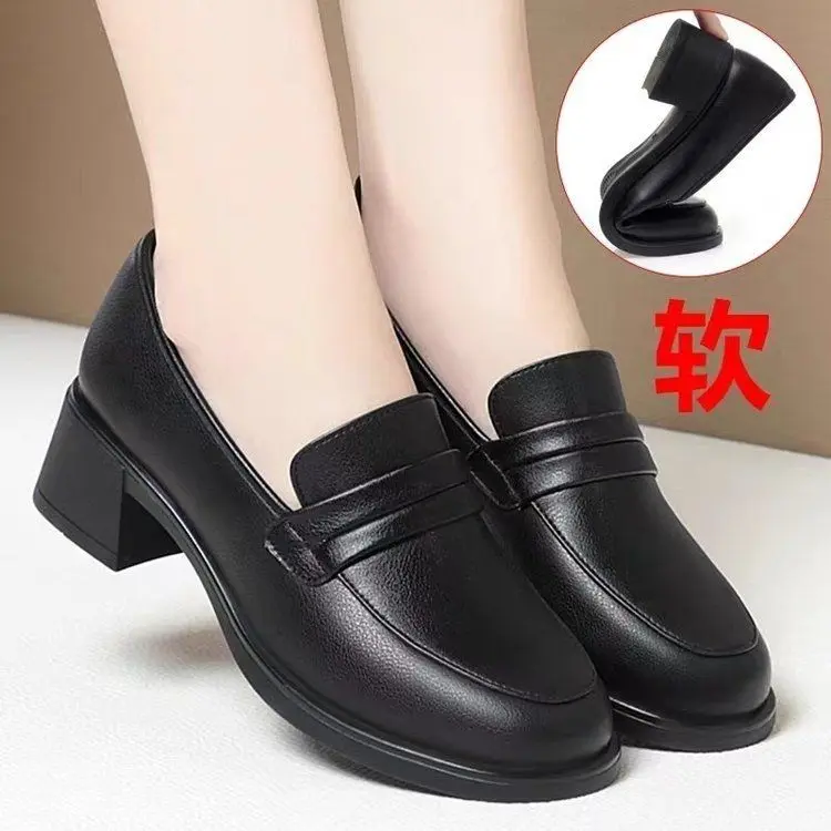 Giày Cho Mẹ, Da Thật, Thoải Mái, Đế Mềm, Thích Hợp Cho Mùa Lò Xo Và Mùa Thu, Giày Nữ, Giày Da Đi Làm Cho Phụ Nữ Trung Niên, Giày Đi Làm Chống Trượt, Hàng Mới Về 0