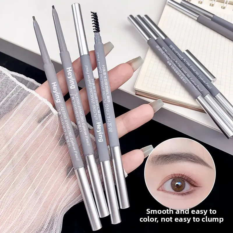 He Ying Double-Ended Eyebrow Pencil Ultra-Fine 3D Sketch Waterproof Sweatproof Smudge-Proof Easy to Color Beginner Affordable Makeup