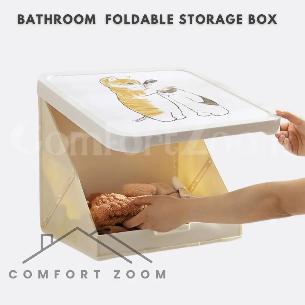 Bathroom Mural Clothes Folding Storage Box Waterproof Hanging Storage Organizer No-Punch Wall Storage Cabinet Mounted