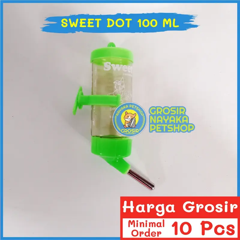 NAYAKA GROSIR Sweet 100 ml Dot Minum Hamster Botol Minum Wadah Tempat Air Hewan Hamster Tupai Bajing Gerbil Sugar Glider Tikus 1