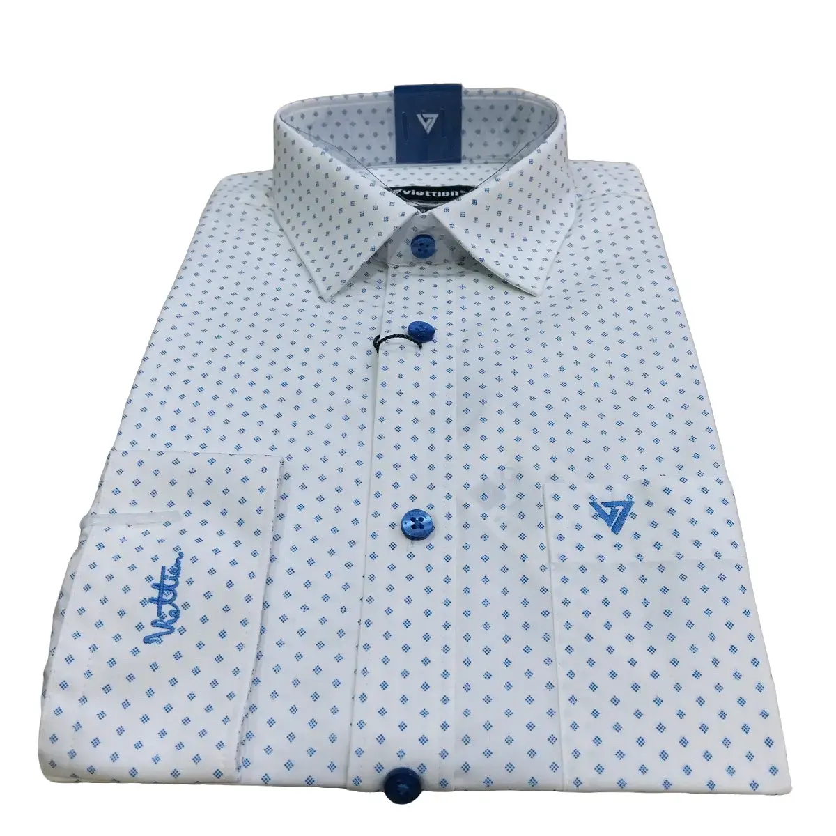 Áo sơ mi mã 6299 Việt Tiến dài tay fom REGULAR FIT .50 % bamboo.  50 % spun