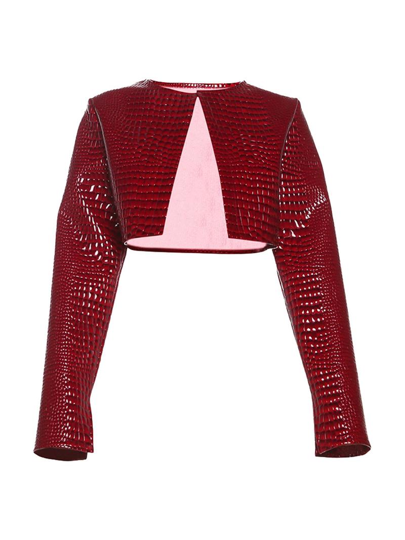Product Introduction of Women's Snake Skin Pattern Faux Leather Jacket, Casual Long Sleeve Open Front Outerwear for Fall & Winter, Ladies Clothes for Daily Wear 8