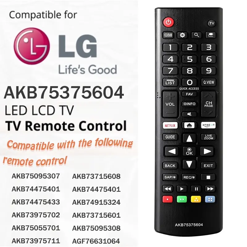 Điều khiển từ xa đa năng, cho TV thông minh LG, Tất cả các mẫu LG, LCD, LED, 3D, HDTV, TV, AKB75375604 và AKB75095307 0