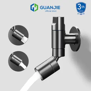GUANJIE - 304 Kran air Tembok Hitam Stainless Minimalis Keran air taman BLACK kamar mandi bak faucet bathroom kran  mesin kran cuci piring fleksibel
