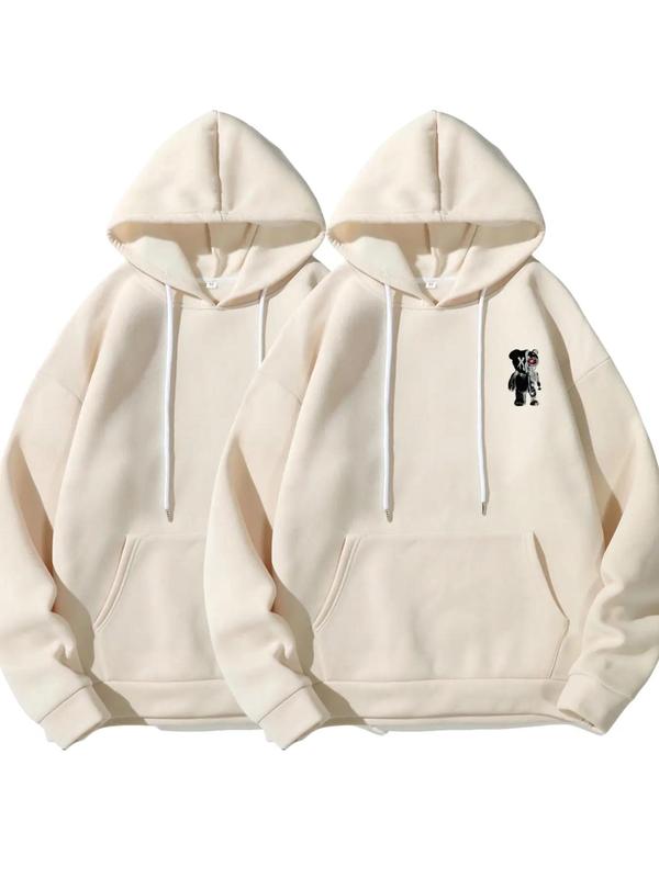 Men's Cartoon Graphic Drawstring Hoodie, Fashion Casual Pocket Drop Shoulder Sweatshirt for Daily Outdoor Wear, Men Fall & Winter Clothes, Streetwear Hoodie 1