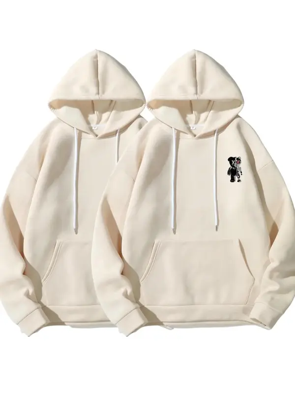 Men's Cartoon Graphic Drawstring Hoodie, Fashion Casual Pocket Drop Shoulder Sweatshirt for Daily Outdoor Wear, Men Fall & Winter Clothes, Streetwear Hoodie 1