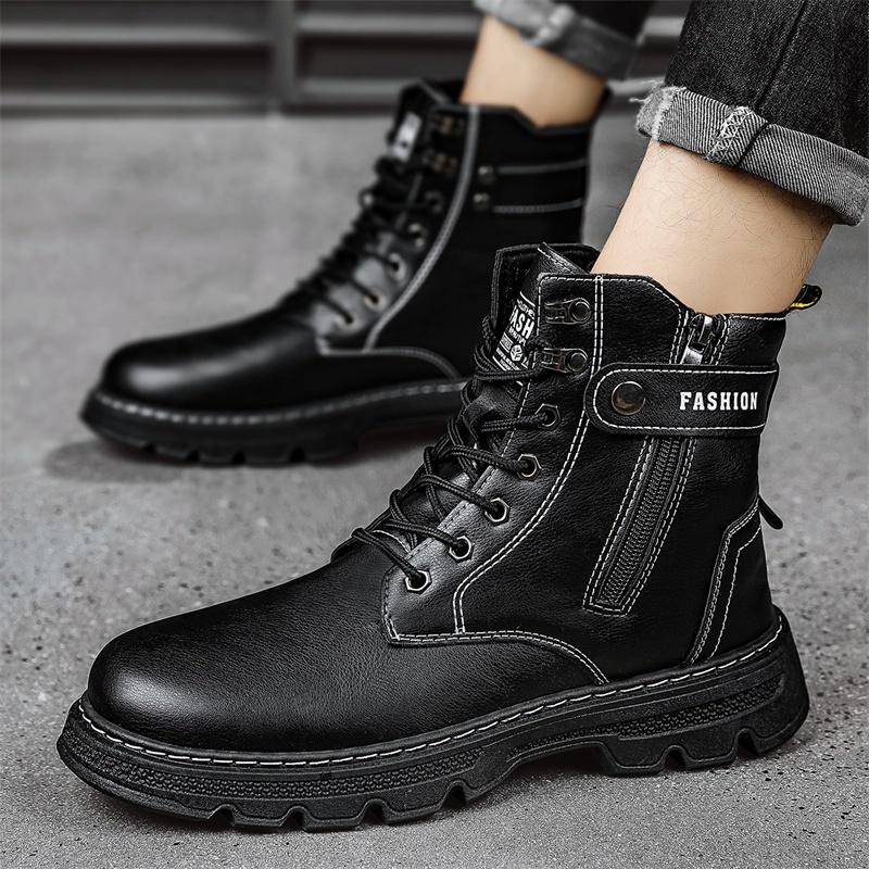 [Ready Stock 39-44]European American style men's vintage martin boots fashion high top men's boots trend equestrian shoes non-slip platform platform casual shoes 6
