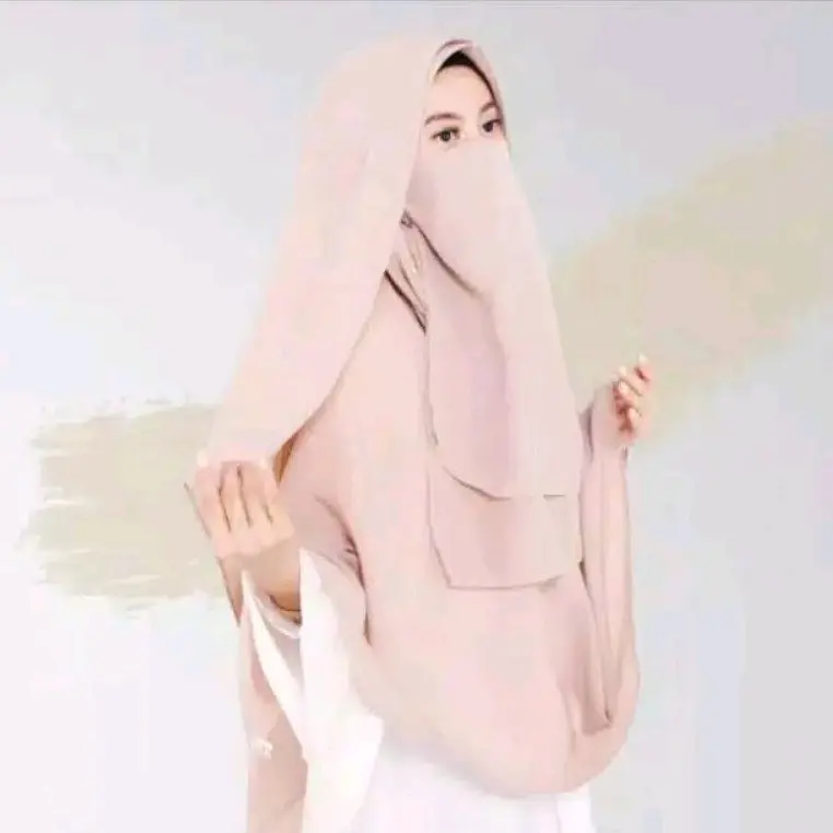 Kerudung segi empat Syari 145x145 ceruti premium + cadar Ceruty babydoll premium Muslim Jilbab Khimar