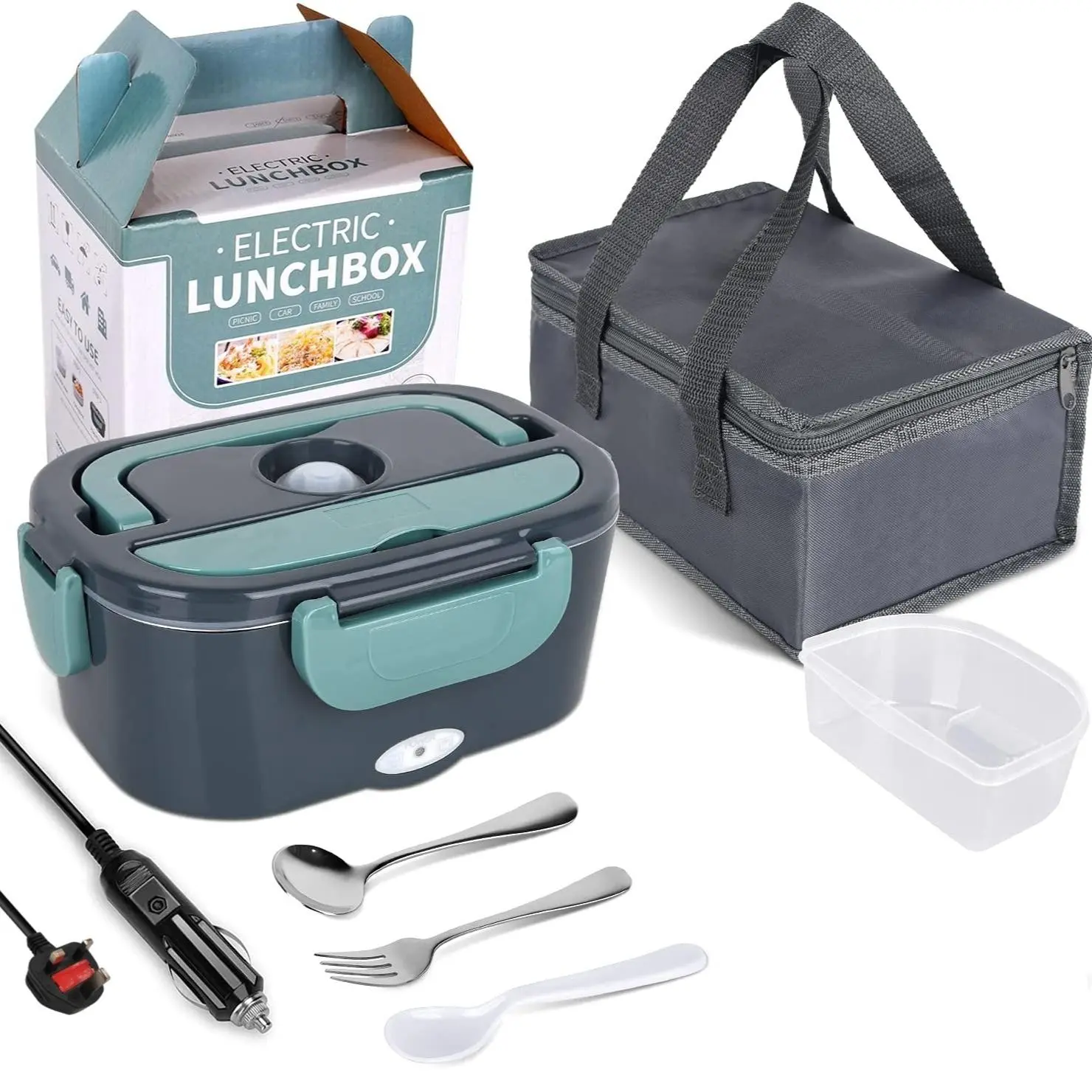 Portable Electric Lunch Box, 1 Count 3 in 1 Cords Charging Food Heater, Food Heating Box for Car Home, Boyfriend Gift, Travel Plastic Kitchenware