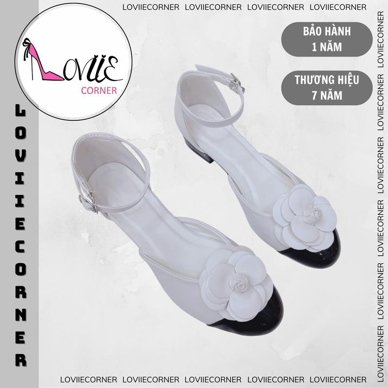 LOVIIECORNER GIÀY BỆT NỮ LOLITA - FORM TO - SANDAL HOA TRÀ NỮ BÍT MŨI DA BÓNG GẮN HOA - GIÀY THỜI TRANG BÍT HẬU QUAI CÀI GÓT HOA TRÀ - G241148 DéP Shoes DéP Shoes GiàY