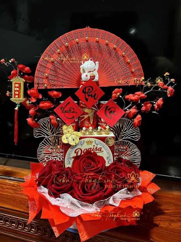 Set làm tháp hoa hồng nhung cao cấp, set làm tháp bánh nước, cháp tài lộc mã HH 1