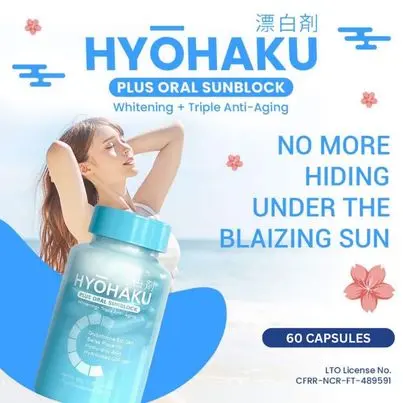 Hyohaku Glutathione 60 capsule 730MG w/ Oral Sunblock with freebies