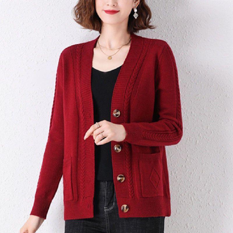 Áo Cardigan Len Cho Mẹ TRUNG NIÊN, Dành Cho Nữ, Hàng Mới Về Mùa Xuân Và Mùa Thu 2025, Phong Cách Phương Tây, Có Thể Mặc Ngoài Trời, Áo Khoác Nhỏ Dệt Kim Thời Trang, Áo Dáng Rộng 2