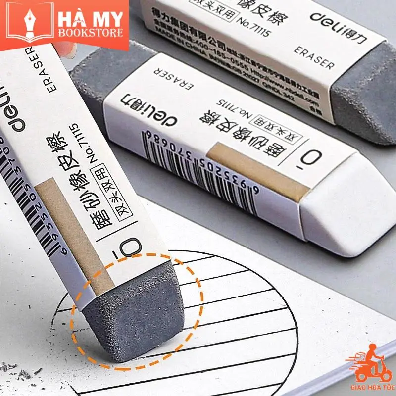 (1 Cục) Gôm Tẩy Xóa 2 Đầu - Xóa Được Mực và Chì - Deli 71115