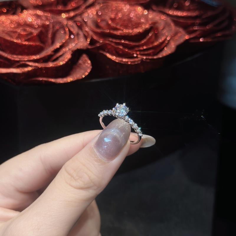 [ Hoàng Phát ] Trang Sức Nhẫn Bạc Nữ Một Hột 6 Chấu Viền Tấm Nhỏ X.o.à.n Nam Mỹ Xi Kim (N082)