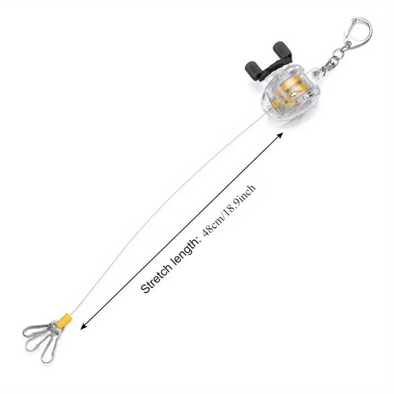 Retractable Small Fishing Reel Key Chain, 1 Count Portable Fishing Coiled Lanyard Key Ring, Fishing Accessories for Outdoor 1