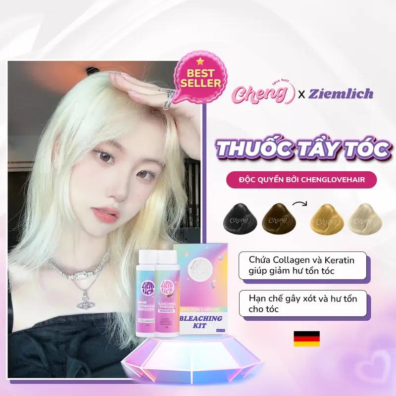 Thuốc Tẩy Tóc ZIEMLICH Bleaching Powder Collagen & Keratin Tẩy Cực Êm, Lên Cực Chuẩn | Chenglovehair, Chenglovehairs
