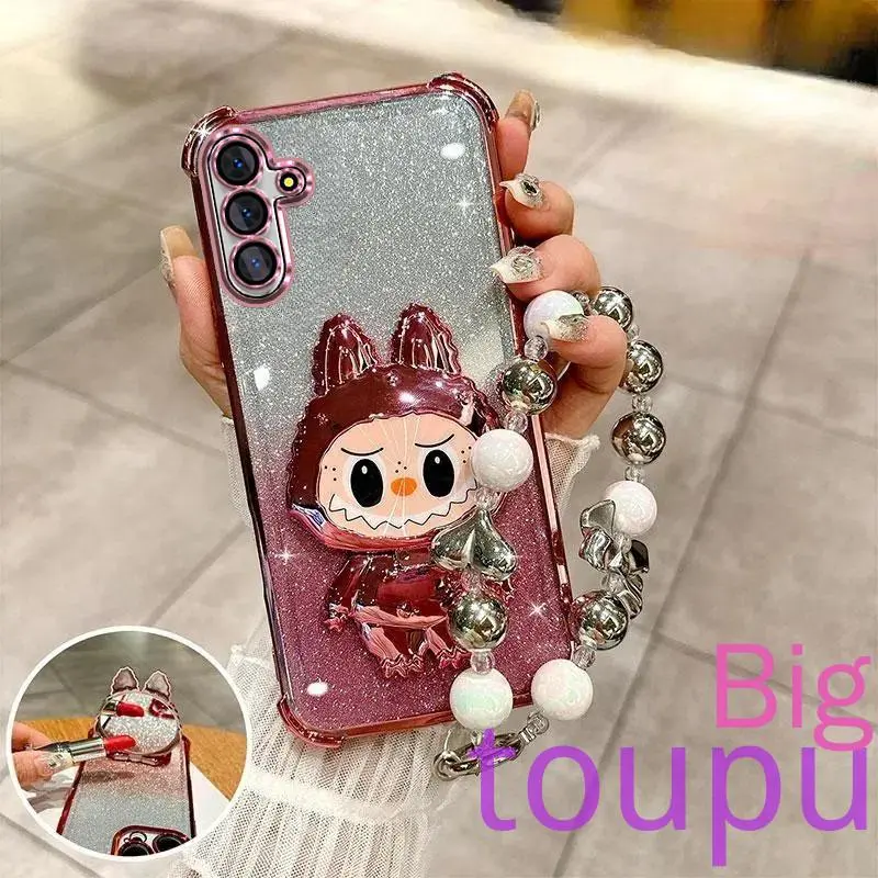 Casing For Samsung A15 4G A55 5G A16 Phone case New 3D LaBu Bracket Luxury softCase with bracelet lanyard