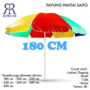 Payung Jualan Payung Pantai Pelangi Taman Cafe Tenda Jualan Dagang Parasol Saito 180cm- Free Packing Bubble Wrap dan Dus