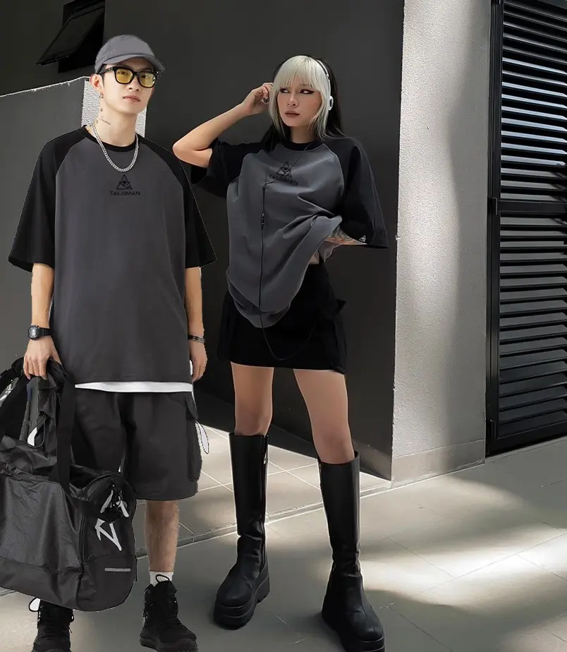 Áo phối màu tay Raglan, In logo mắt Talisman