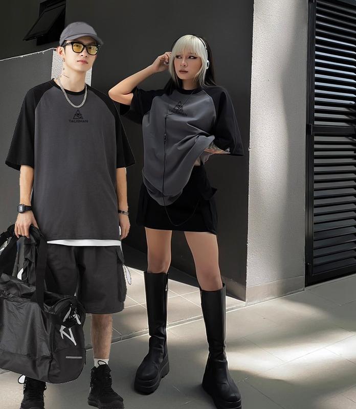 Áo phối màu tay Raglan In logo mắt Talisman